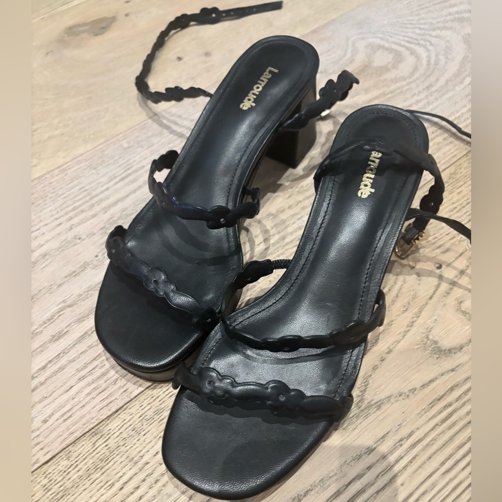 Larroude Black Strappy Heels